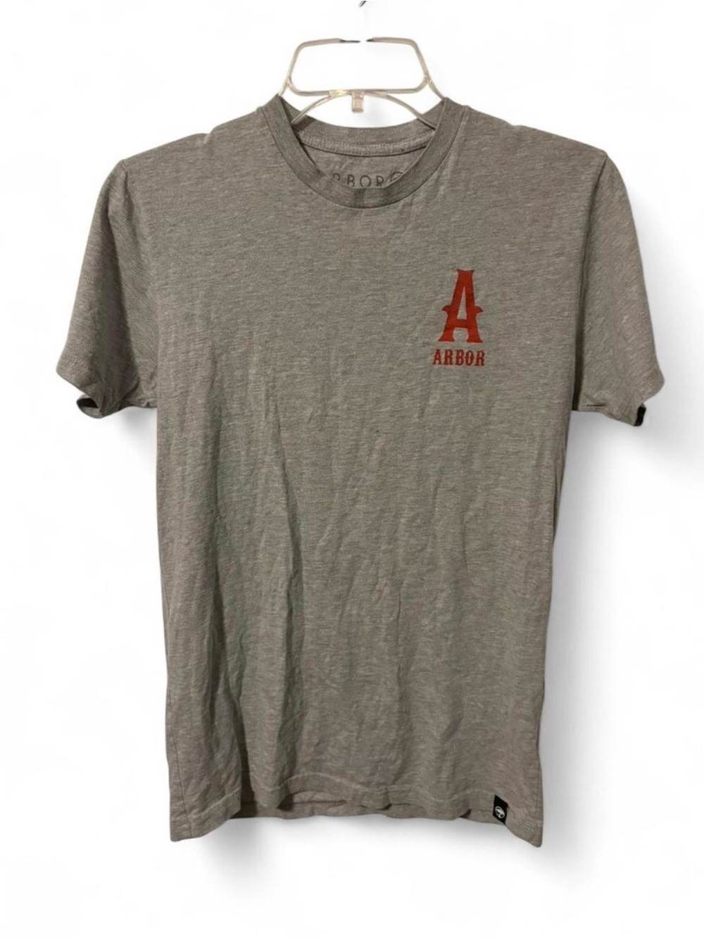 Arbor Short Sleeve Heather Gray Tee with Red 'A' Chest Logo